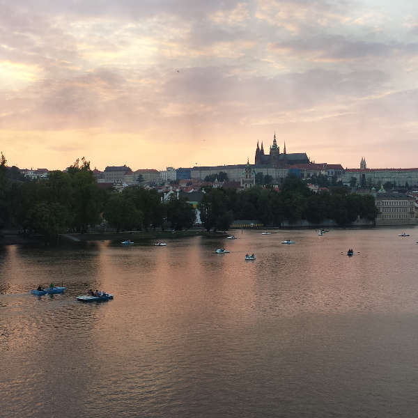 A picture of the sunset at Prague
