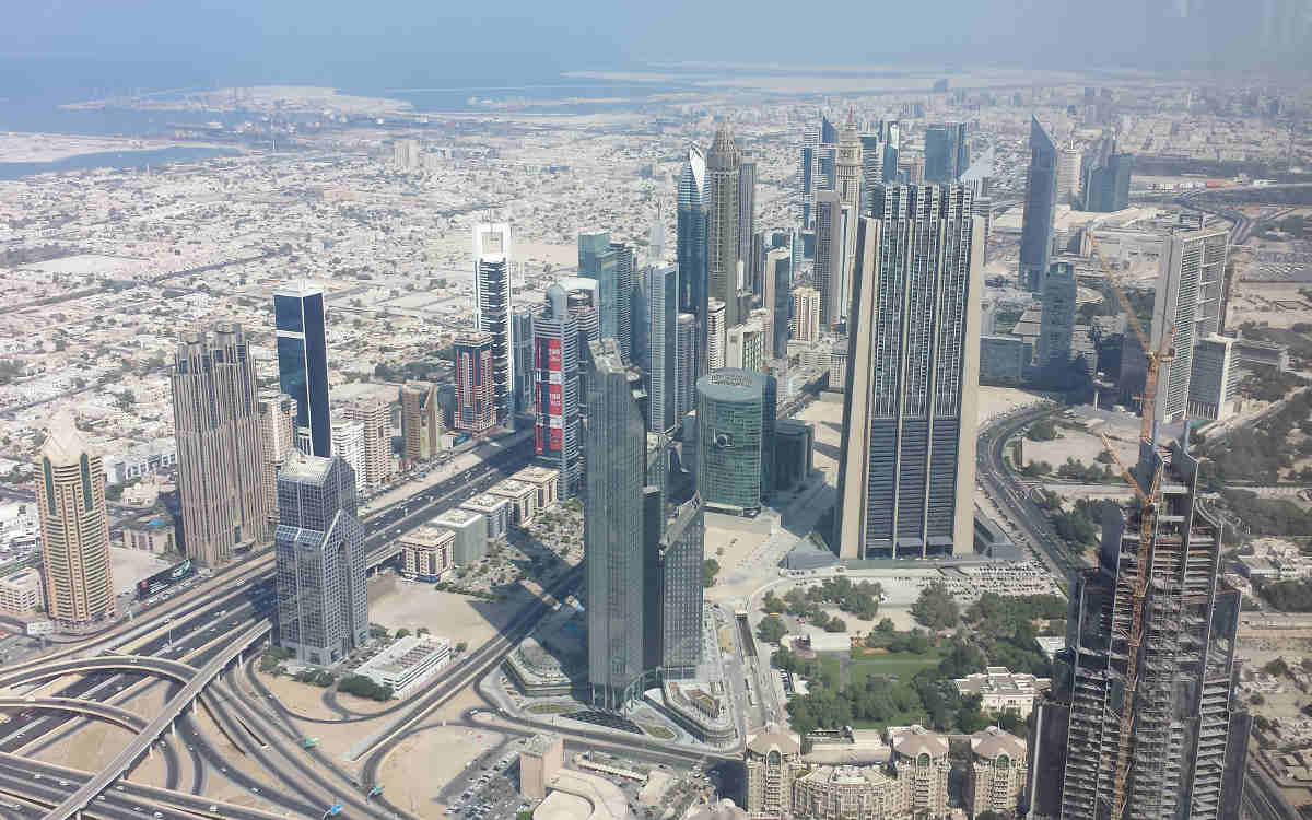 A picture taken from the top of the Burj Khalifa