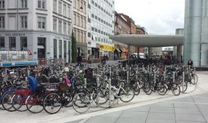 A bike parking lot in Copenhagen