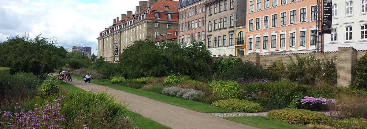 A row of houses along the park in Copenhagen